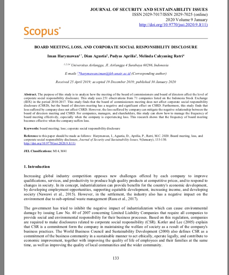 11 Board Meeting, Loss, And Corporate Social Responsibility Disclosure
