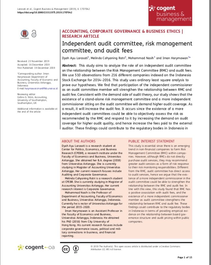 Independent audit committee, risk management committee, and audit fees