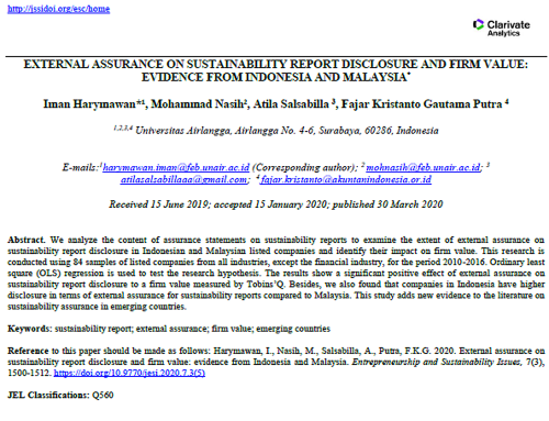 External Assurance on Sustainability Report Disclosure and Firm Value: Evidence From Indonesia & Malaysia