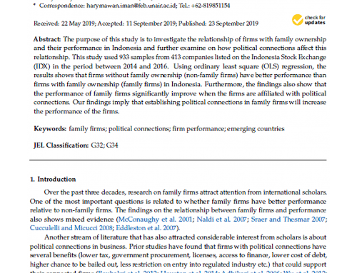 The Role of Political Connections on Family Firms’ Performance: Evidence from Indonesia